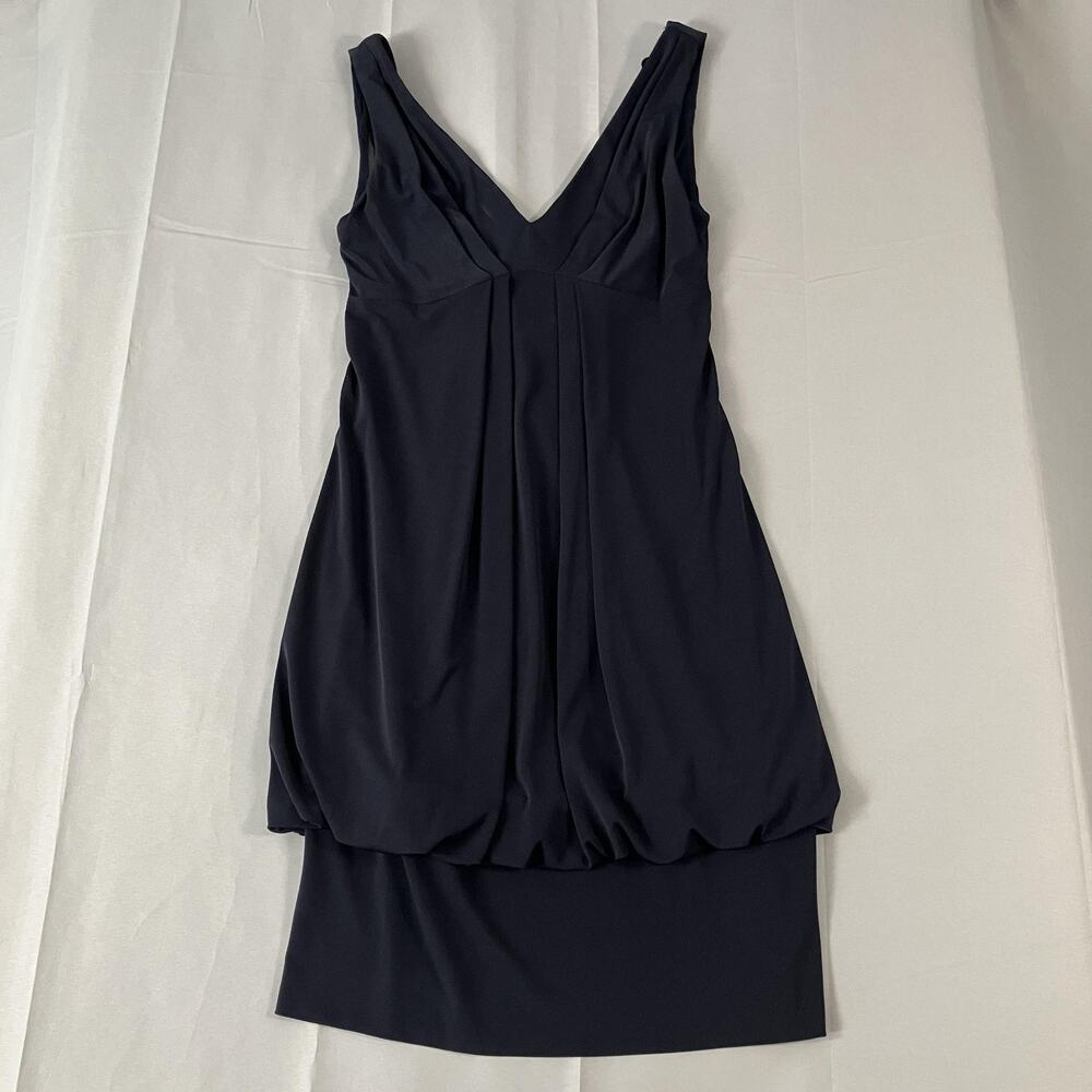 Eliza J Dress Womens 4 Navy Blue Sleeveless Ruched Bubble Hem Knee Length USA‎